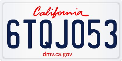 CA license plate 6TQJ053