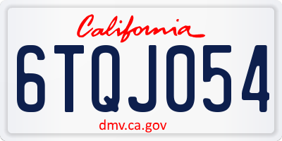 CA license plate 6TQJ054