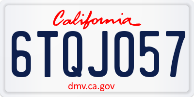 CA license plate 6TQJ057