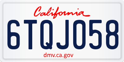 CA license plate 6TQJ058