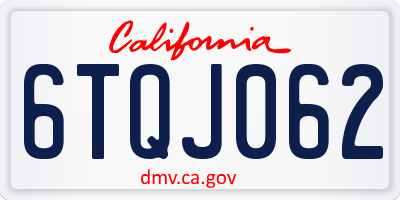 CA license plate 6TQJ062