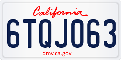 CA license plate 6TQJ063