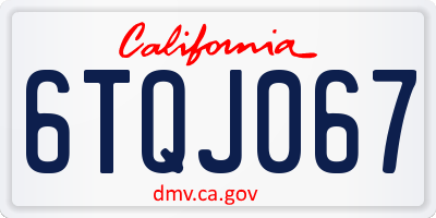 CA license plate 6TQJ067