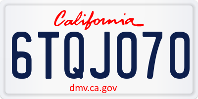 CA license plate 6TQJ070