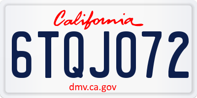 CA license plate 6TQJ072