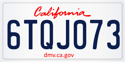 CA license plate 6TQJ073