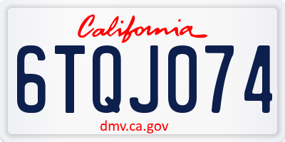 CA license plate 6TQJ074