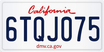 CA license plate 6TQJ075
