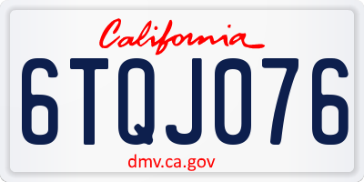 CA license plate 6TQJ076