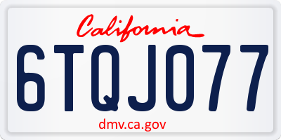 CA license plate 6TQJ077