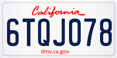 CA license plate 6TQJ078