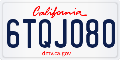 CA license plate 6TQJ080