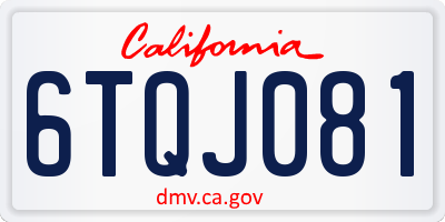 CA license plate 6TQJ081