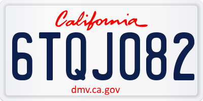 CA license plate 6TQJ082