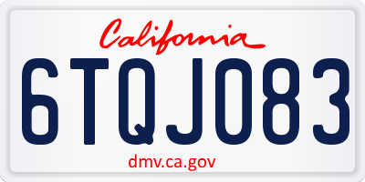 CA license plate 6TQJ083