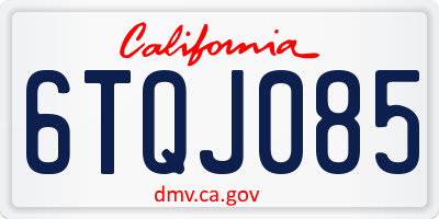 CA license plate 6TQJ085