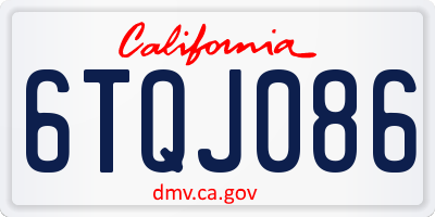 CA license plate 6TQJ086