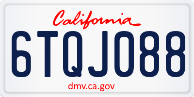 CA license plate 6TQJ088