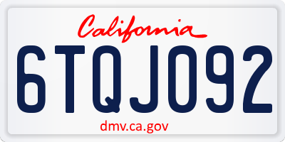 CA license plate 6TQJ092