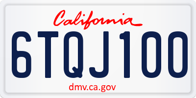 CA license plate 6TQJ100