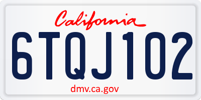 CA license plate 6TQJ102