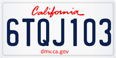 CA license plate 6TQJ103