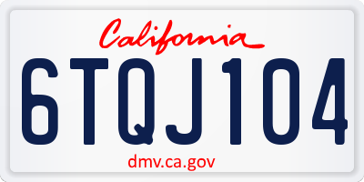 CA license plate 6TQJ104