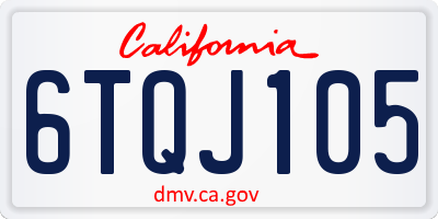 CA license plate 6TQJ105