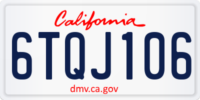 CA license plate 6TQJ106