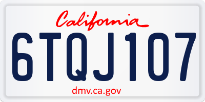 CA license plate 6TQJ107