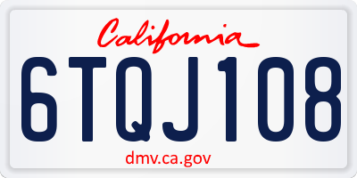 CA license plate 6TQJ108