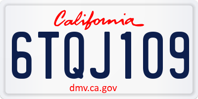 CA license plate 6TQJ109