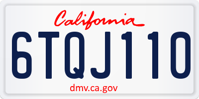 CA license plate 6TQJ110