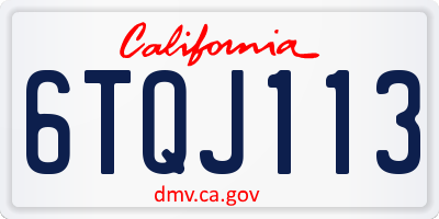 CA license plate 6TQJ113