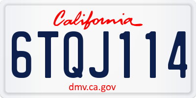 CA license plate 6TQJ114