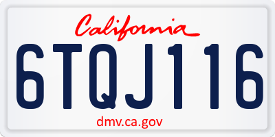 CA license plate 6TQJ116