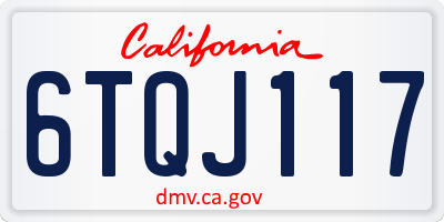 CA license plate 6TQJ117