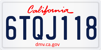 CA license plate 6TQJ118