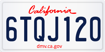 CA license plate 6TQJ120