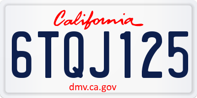 CA license plate 6TQJ125