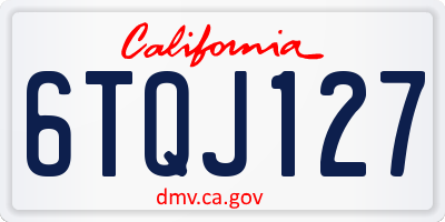 CA license plate 6TQJ127