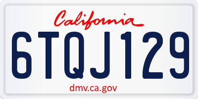 CA license plate 6TQJ129