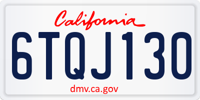 CA license plate 6TQJ130