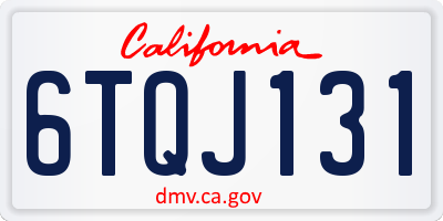 CA license plate 6TQJ131