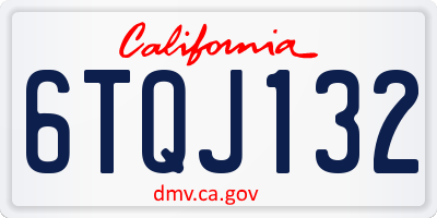 CA license plate 6TQJ132