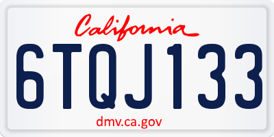 CA license plate 6TQJ133