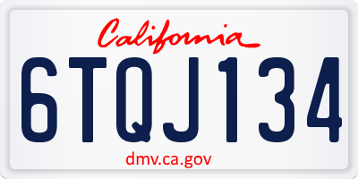 CA license plate 6TQJ134