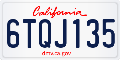 CA license plate 6TQJ135