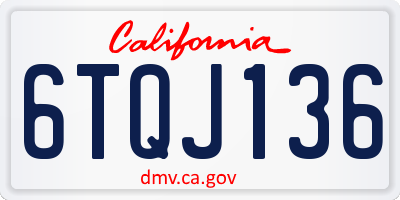 CA license plate 6TQJ136