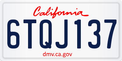 CA license plate 6TQJ137